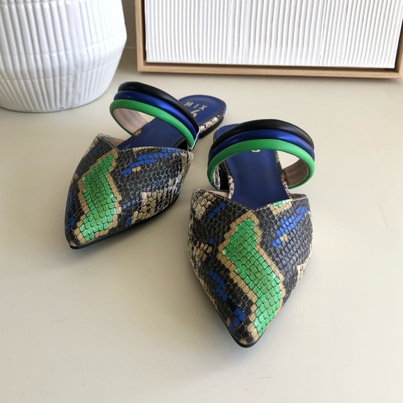 Mix No. 6 New Izabela snake skin blue green black flats Size 6 - Picture 10 of 17